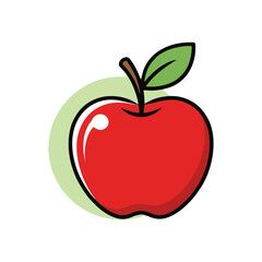 Minimalist vector of an apple as health symbol, white background