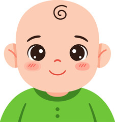 Obraz premium Cartoonish Flat Design Cute Little Baby Face Smiling Character Illustration