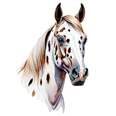 Appaloosa horse portrait watercolor clipart on transparent background