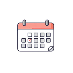 Calendar icon with canceled appointment isolated on transparent background