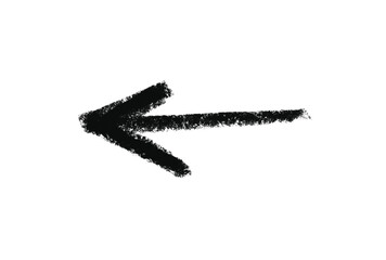 Grunge style arrow pointing left direction artistic simple design element
