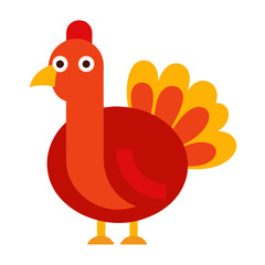 Cute cartoon turkey with colorful feathers