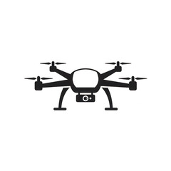 Quadcopter drone icon with camera isolated on transparent background