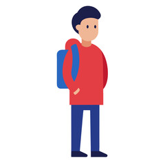 Boy with backpack standing ready for school