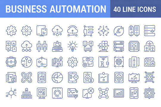A vector illustration set of flat icons for web and mobile applications with various business, media, and computer symbols