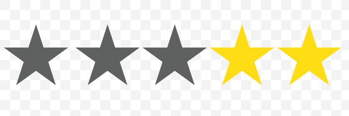 2-star review icon, 2-star ratings icon, vector