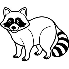 Modern Raccoon Line Art Vector