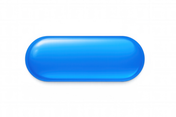 Glossy blue oval button with transparent background, enhancing digital interfaces through sleek minimalist design element