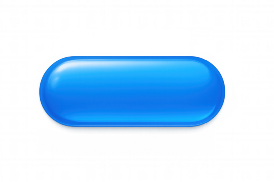 Glossy blue oval button with transparent background, enhancing digital interfaces through sleek minimalist design element