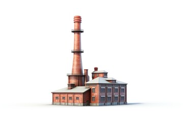 Factory chimney architecture building white background.
