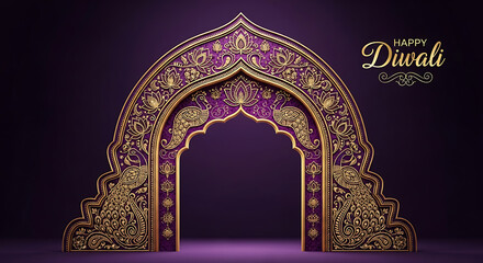 Ornate Golden Archway With Peacocks