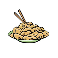 Korean wide rice noodles fruncheza vector illustration