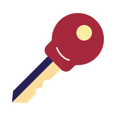 Modern flat design key icon for security and access. A simple graphic symbol for real estate, home, or business solutions.