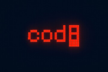 Glowing Green Pixel Typography Code Digital Grid Background.