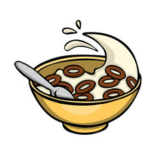 Breakfast, corn rings in milk vector