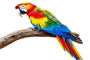 Obraz premium Vibrant macaw parrot perched on a branch.