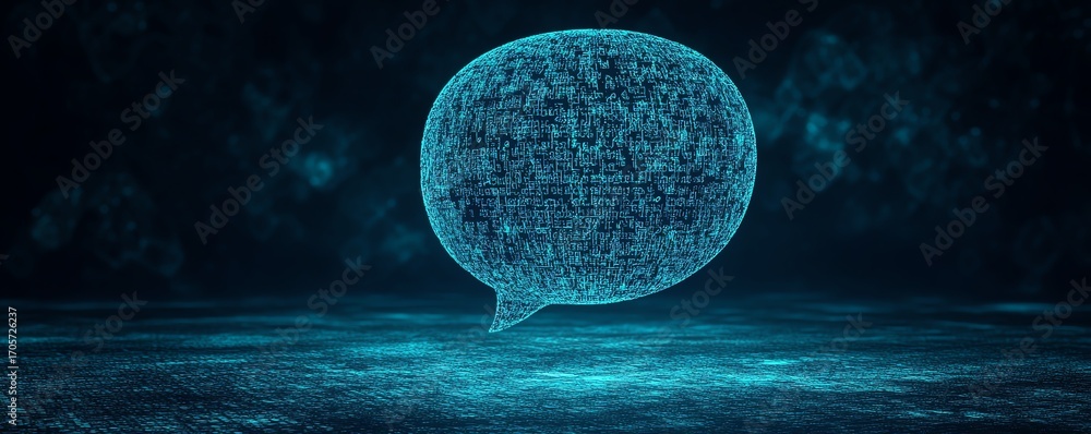 Wall mural a speech bubble displaying text generated by generative ai, showcasing innovative communication and 