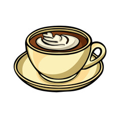 Cappuccino coffee, hot drink vector