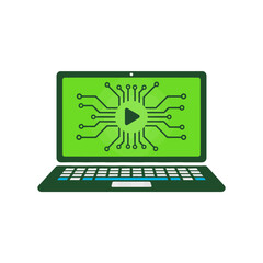laptop computer with green screen isolated