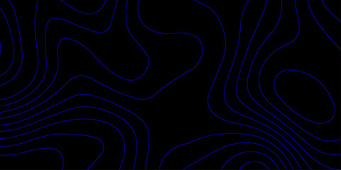 Minimalistic Topographic Wave Pattern with Neon Blue Contour Lines on Black Background Ideal for High-Tech Design, Mapping and Scientific Visualization