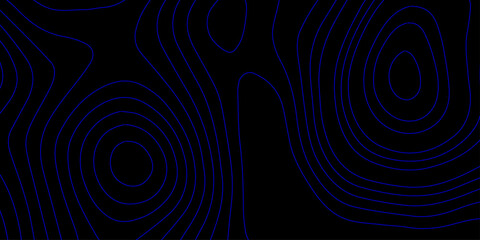Minimalistic Topographic Wave Pattern with Neon Blue Contour Lines on Black Background Ideal for High-Tech Design, Mapping and Scientific Visualization