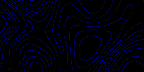 Minimalist Abstract Topographic Design Featuring Glowing Blue Contour Lines and Depth Simulation on a Dark Background for Digital Media Use