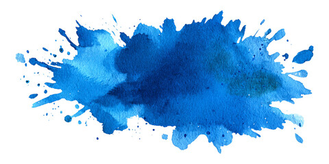 Obraz premium Vibrant blue watercolor splash isolated on transparent background creates a dynamic and artistic design element for various projects