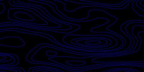 Detailed Elevation Contour Mapping Background with Smooth Blue Lines and Black Canvas for Use in Technology, Science, and Design Industry Presentations