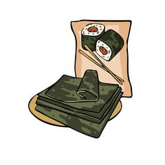 seaweed nori leaves snack vector illustration