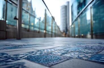City walkway with decorative tile floor