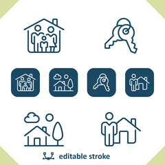 Home Icons. Family, Household, Key, House, Real Estate Icon