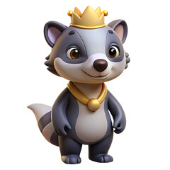 Naklejka premium Cute Honey Badger Mascot With Tiny Crown png