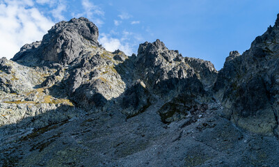 Rohatka (Prielom) - one of the most difficult to reach mountain passes by marked trail in the High Tatras in Slovakia.