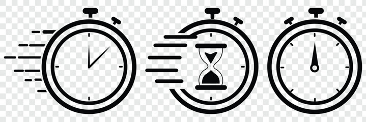 Timers and clock icon set. Time line symbol. Containing clock, stopwatch, hourglass and more Vector illustration. Modern hourglass icons set, timer symbol, time management, countdown, deadline, sand 