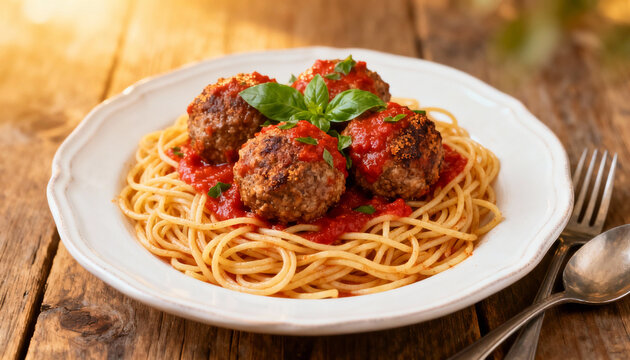 Classic Spaghetti and Meatballs in Tomato Sauce