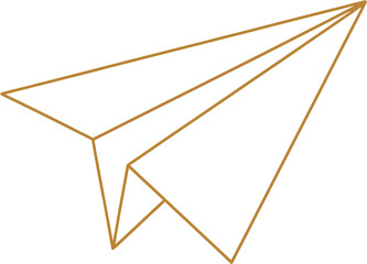 Simple Paper Airplane in Brown Outline