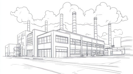 Outlined industrial complex drawing