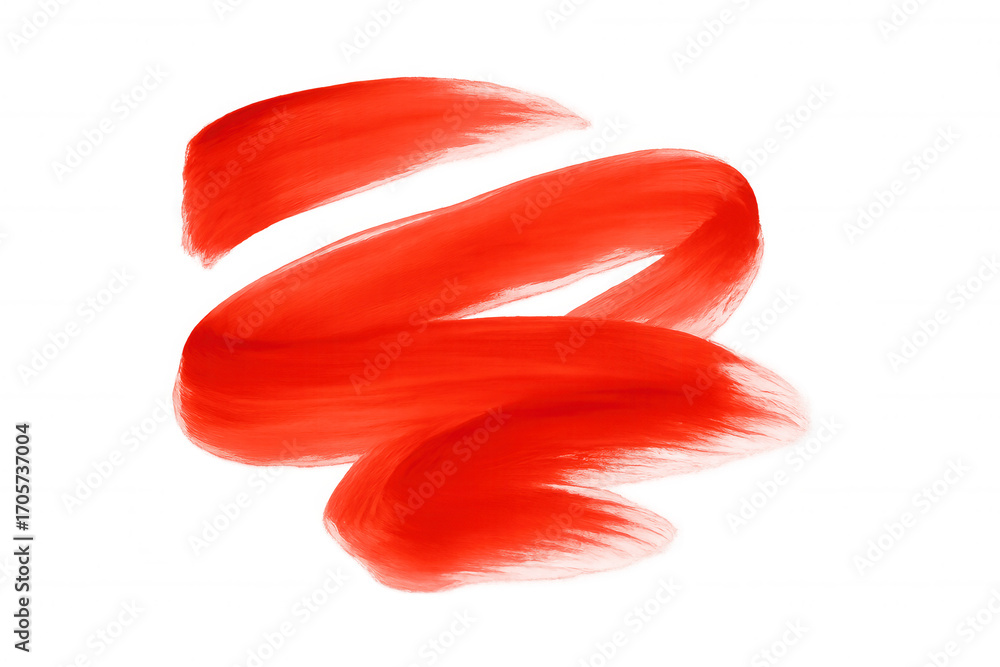Aufkleber red paint brush stroke creating dynamic spiral against transparent backdrop, adding artistic express