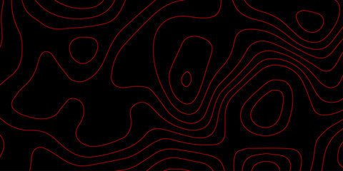 Futuristic Holographic Wave Contours with Red Digital Topographic Mapping on Dark Abstract Black Cyber Surface Vector Design