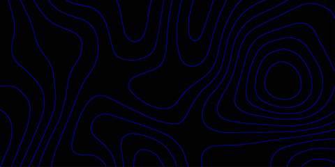 Abstract Dark Topographic Landscape Background Featuring Flowing Blue Contour Lines and Geometric Terrain Mapping for Professional Presentations