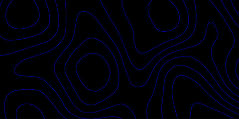 Vector-Based Topography Pattern with Smooth Neon Blue Contour Lines on a Black Minimalist Background Ideal for Technology and Design Use