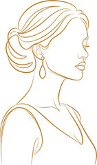 Elegant Woman, Line Art Portrait