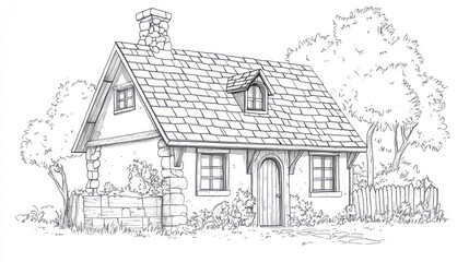 Simple sketchy cottage illustration