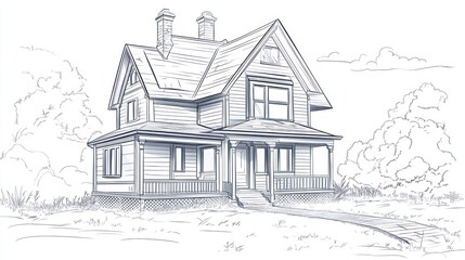 Elegant vintage house drawing