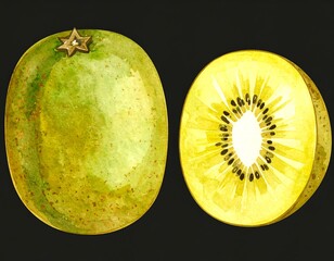 Watercolor kiwi fruit illustration