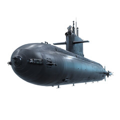 Obraz premium Modern military submarine a naval vessel for underwater operations isolated on transparent background