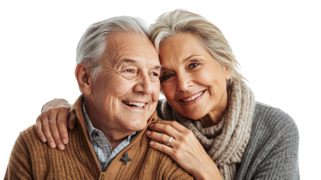 Happy Senior Couple Embracing, Showing Affection and Love