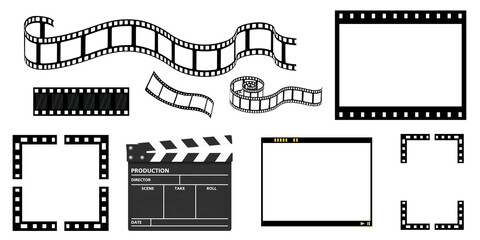 Video frame strip set, film strip, negative, reel, photo reel, video reel, photography, photo negative border set