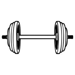 Black and white line drawing of a barbell weight