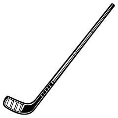 Black hockey stick illustration with curved blade and handle